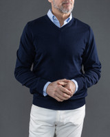 Wilton Merino V-neck, Navy