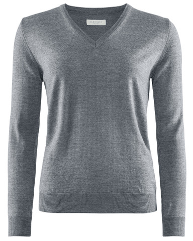 W's Wilton Merino V-neck, Lt.Grey