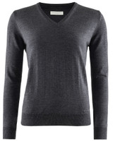 W's Wilton Merino V-neck, Dk.Grey