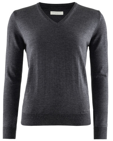 W's Wilton Merino V-neck, Dk.Grey