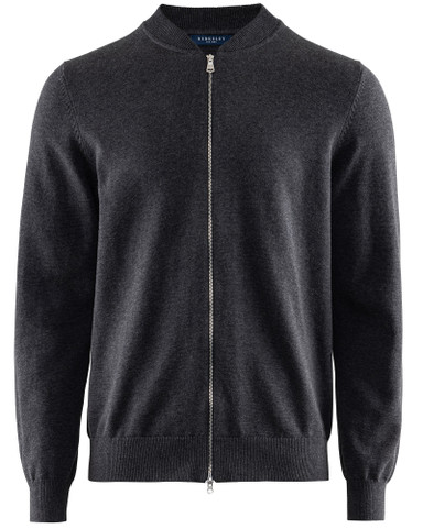 Brockton Cotton Fullzip Cardigan, Dk.Grey