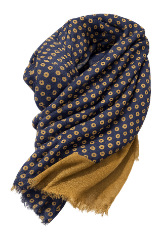 MASSARO Wool Scarf -kaulaliina, Navy-Mustard
