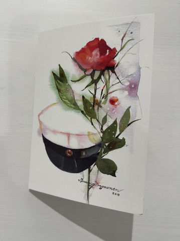 Ylioppilaslakki ruusulla 2-osainen kortti 