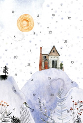 Adventtikalenterikortti  Talo kukkulalla