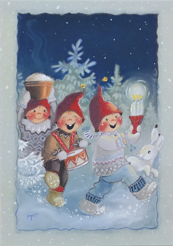 Kaarina Toivasen joulukortti Reippahasti käypi askeleet KT 229