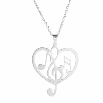 Nuottisydän kaulakoru -teräs- 