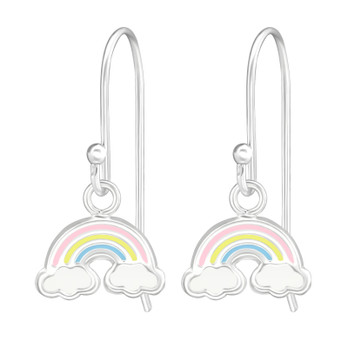 Hopeiset korvakorut Maija -sateenkaari-