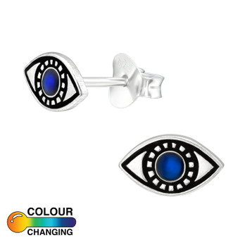 Hopeiset nappikorvakorut Mood -Evil Eye-