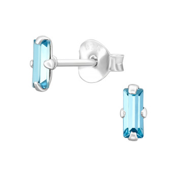 Hopeiset nappikorvakorut Sanna -sininen-