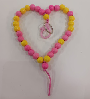 Helmikoru avaimille -pinkki&keltainen-