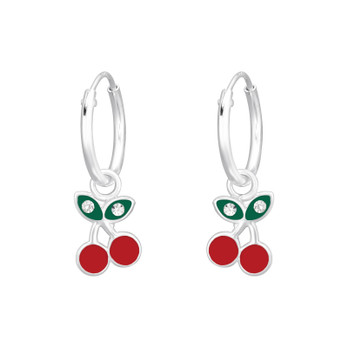 Hopeiset korvarenkaat -kirsikat-