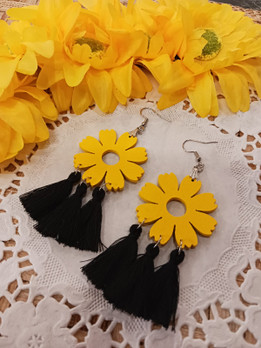 Kukkaunelma korvakorut -keltainen&musta-