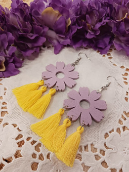 Kukkaunelma korvakorut -lila&keltainen-