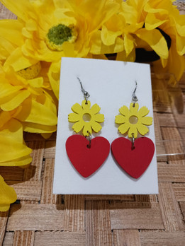 Rakas kukkakorvikset -keltainen&punainen-