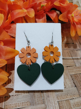 Rakas kukkakorvikset -oranssi&vihreä-