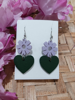 Rakas kukkakorvikset -lila&vihreä-