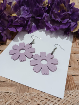 Suuret puiset kukka-korvakorut -lila-