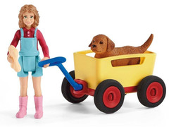 Schleich 42543 Pentu, vetokärryt ja lapsi