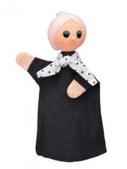 Käsinukke 22858a Isoäiti, musta-valkohuivi