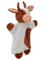 Käsinukke 20329a Lehmä, ruskea-valkoinen