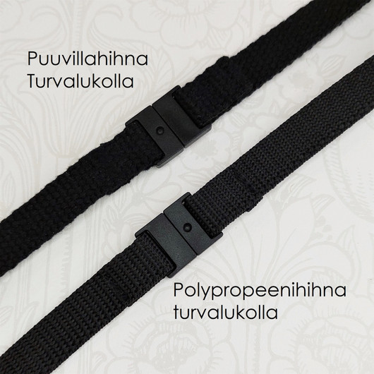 Olkahihna musta polypropeenia TURVALUKOLLA