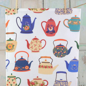 Kaffepannut -keittiöpyyhe vohvelikankaasta