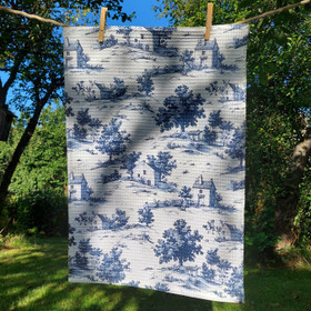 Ranskalainen kylä -keittiöpyyhe vohvelikankaasta