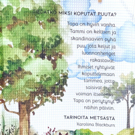 Tarinoita metsästä -taidepyyhe vohvelikankaasta