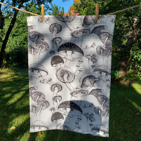 Metsän sienet -keittiöpyyhe vohvelikankaasta