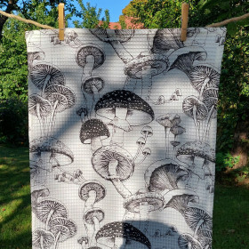 Metsän sienet -keittiöpyyhe vohvelikankaasta