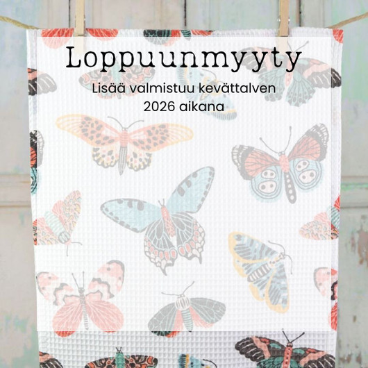 Perhoset -keittiöpyyhe vohvelikankaasta