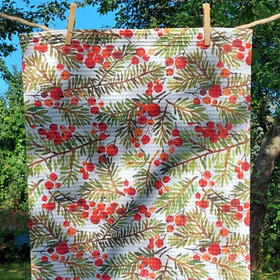 Pihlajanmarja -keittiöpyyhe vohvelikankaasta