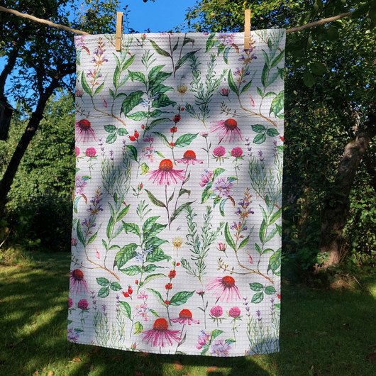 Punahattu -keittiöpyyhe vohvelikankaasta