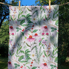 Punahattu -keittiöpyyhe vohvelikankaasta