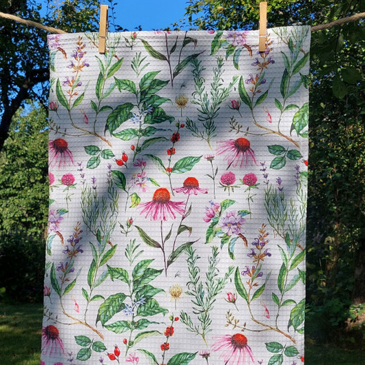 Punahattu -keittiöpyyhe vohvelikankaasta