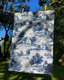 Ranskalainen kylä -keittiöpyyhe vohvelikankaasta