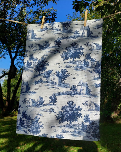 Ranskalainen kylä -keittiöpyyhe vohvelikankaasta