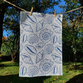 Simpukka -keittiöpyyhe vohvelikankaasta