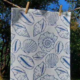 Simpukka -keittiöpyyhe vohvelikankaasta