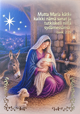 Joulukortti - Maria ja Jeesus-lapsi