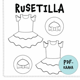 PDF-kaava, Rusetilla cold shoulder mekko, 80-146 cm