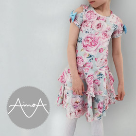 Paperikaava, Rusetilla cold shoulder mekko, 80-146 cm