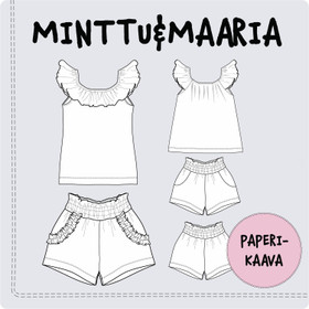 Paperikaava, Minttu&Maaria toppi ja shortsit 98-158 cm