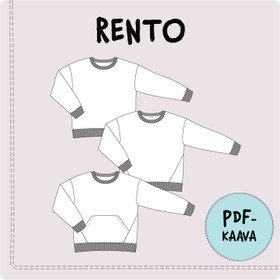 PDF-kaava, RENTO-lasten  oversize collegepusero 92-164cm