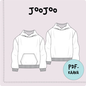 PDF-kaava, JOOJOO-lasten  oversize collegehuppari 104-164cm
