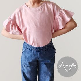 PDF-kaava, lasten BELLA-oversize t-paita frillahihoilla 98-164cm