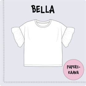 Paperikaava, lasten BELLA-oversize t-paita frillahihoilla 98-164cm