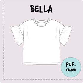 PDF-kaava, lasten BELLA-oversize t-paita frillahihoilla 98-164cm