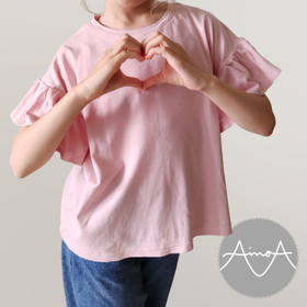 Paperikaava, lasten BELLA-oversize t-paita frillahihoilla 98-164cm