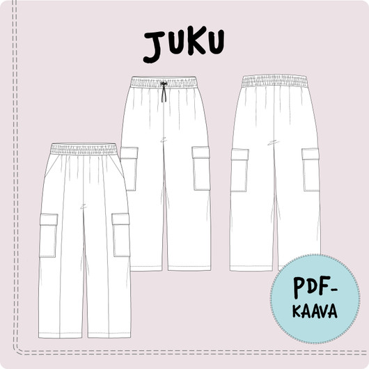 TULOSSA PDF-kaava, JUKU-lasten collegehousut 104-164cm